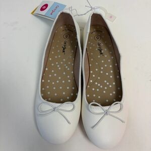 Girls White Dress Flats Size 5 #427